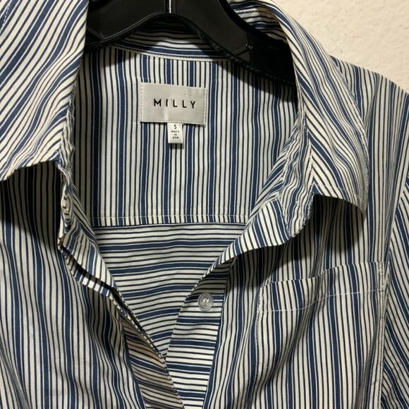 Milly Striped Linen Charlie Romper open back size Small H6 - Picture 6 of 15